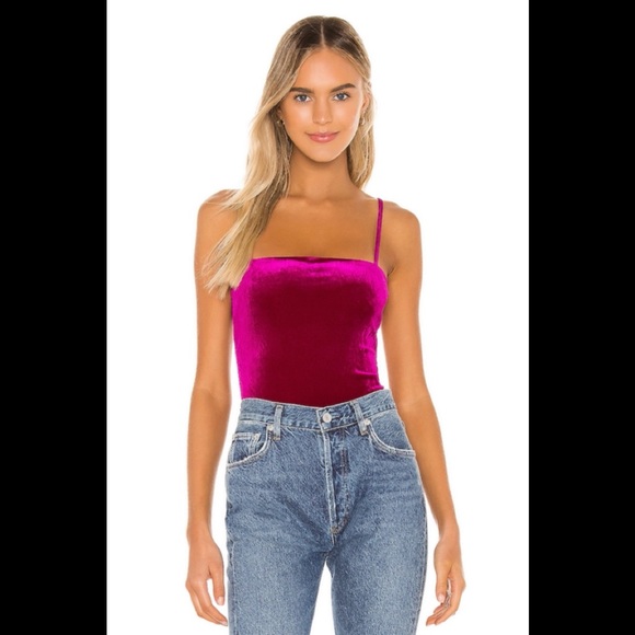 Lovers + Friends Tops - Lovers + Friends Agnes Velvet Bodysuit Magenta